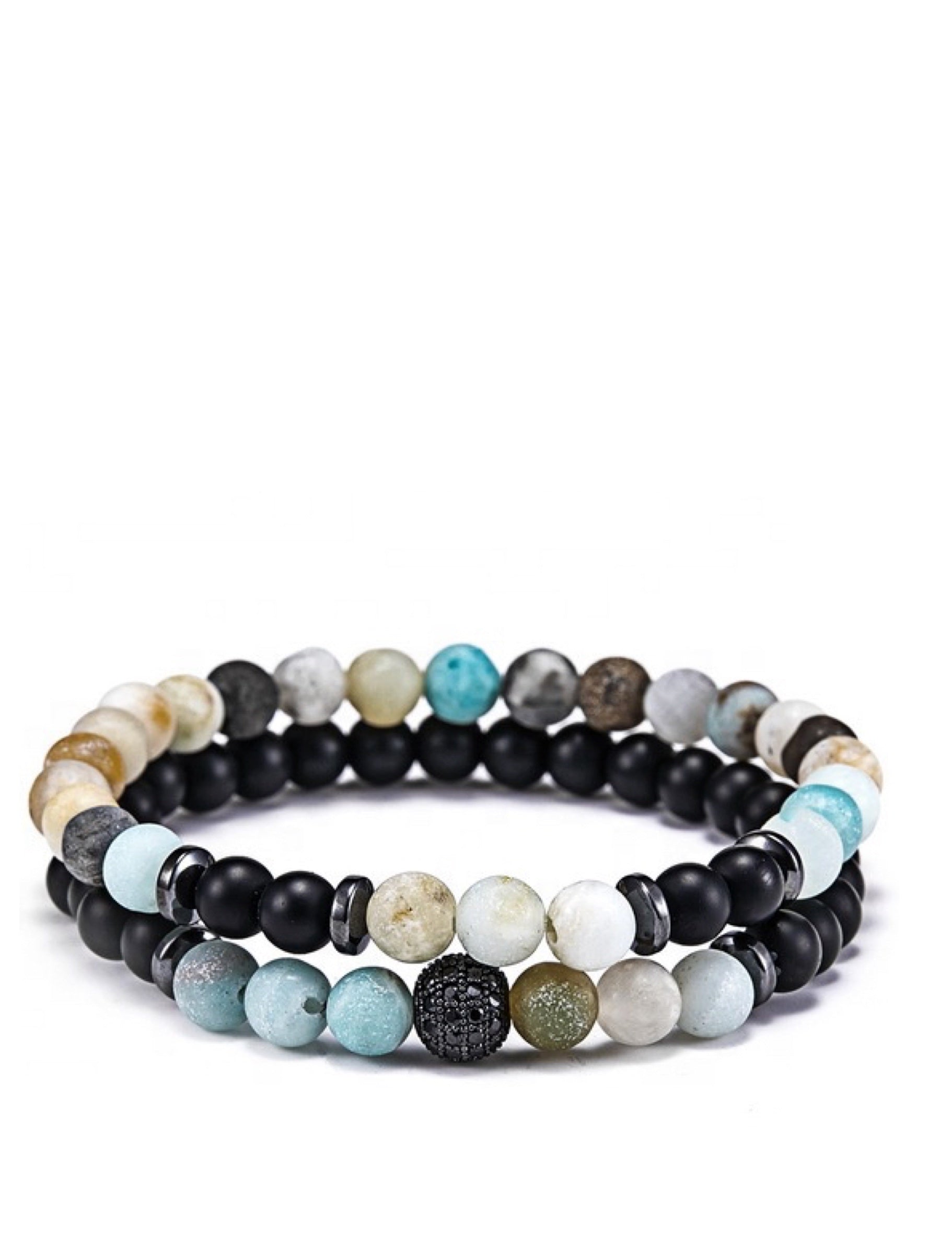 Multi Blue Gemstone & Onyx Bracelet set