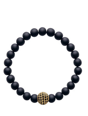 18k Gold Black Onyx Cz Bracelet