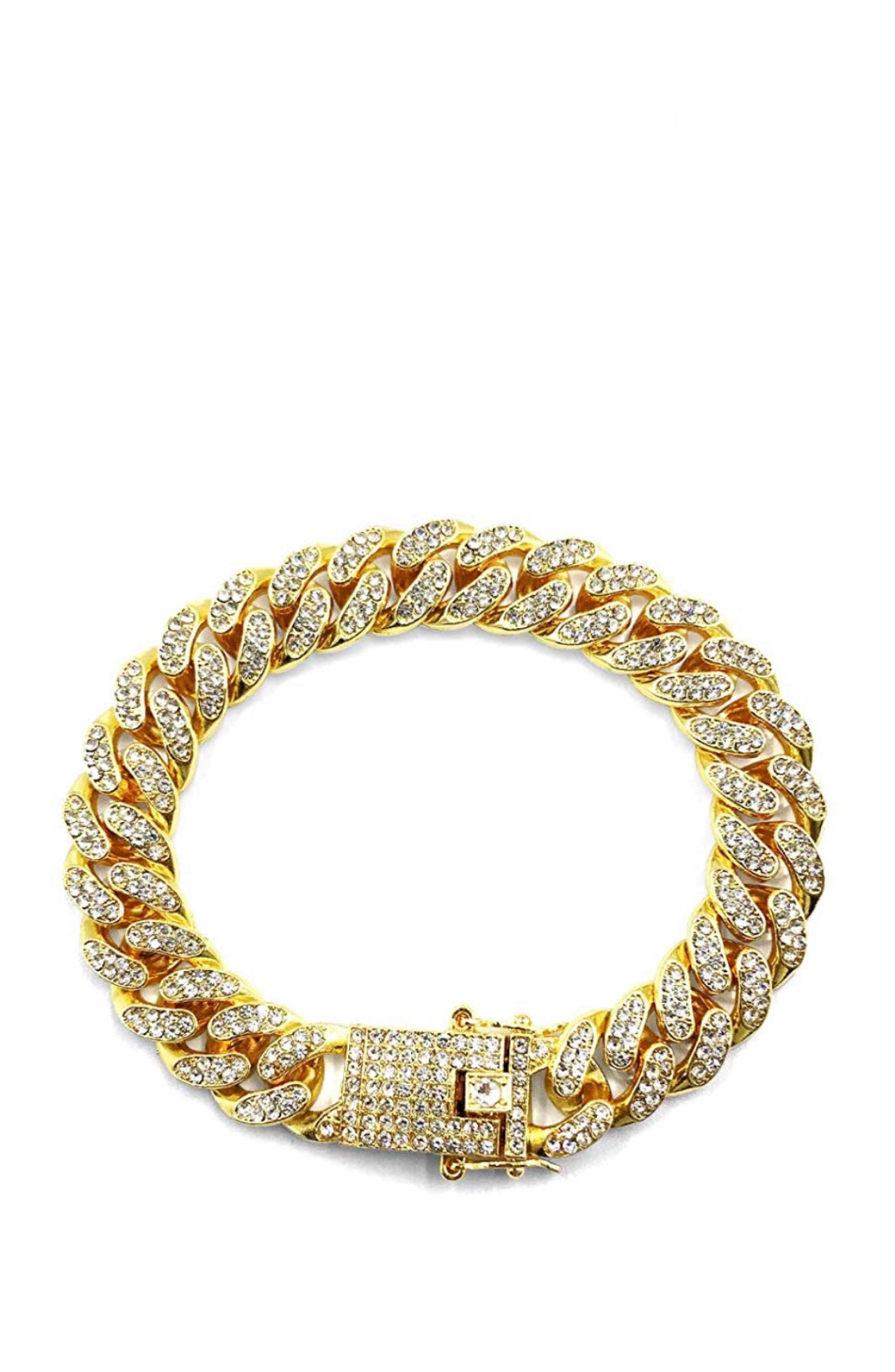 18k Gold Cz Link Clasp Bracelet