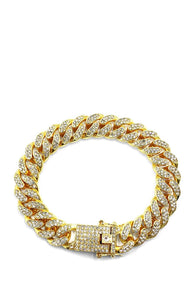18k Gold Cz Link Clasp Bracelet