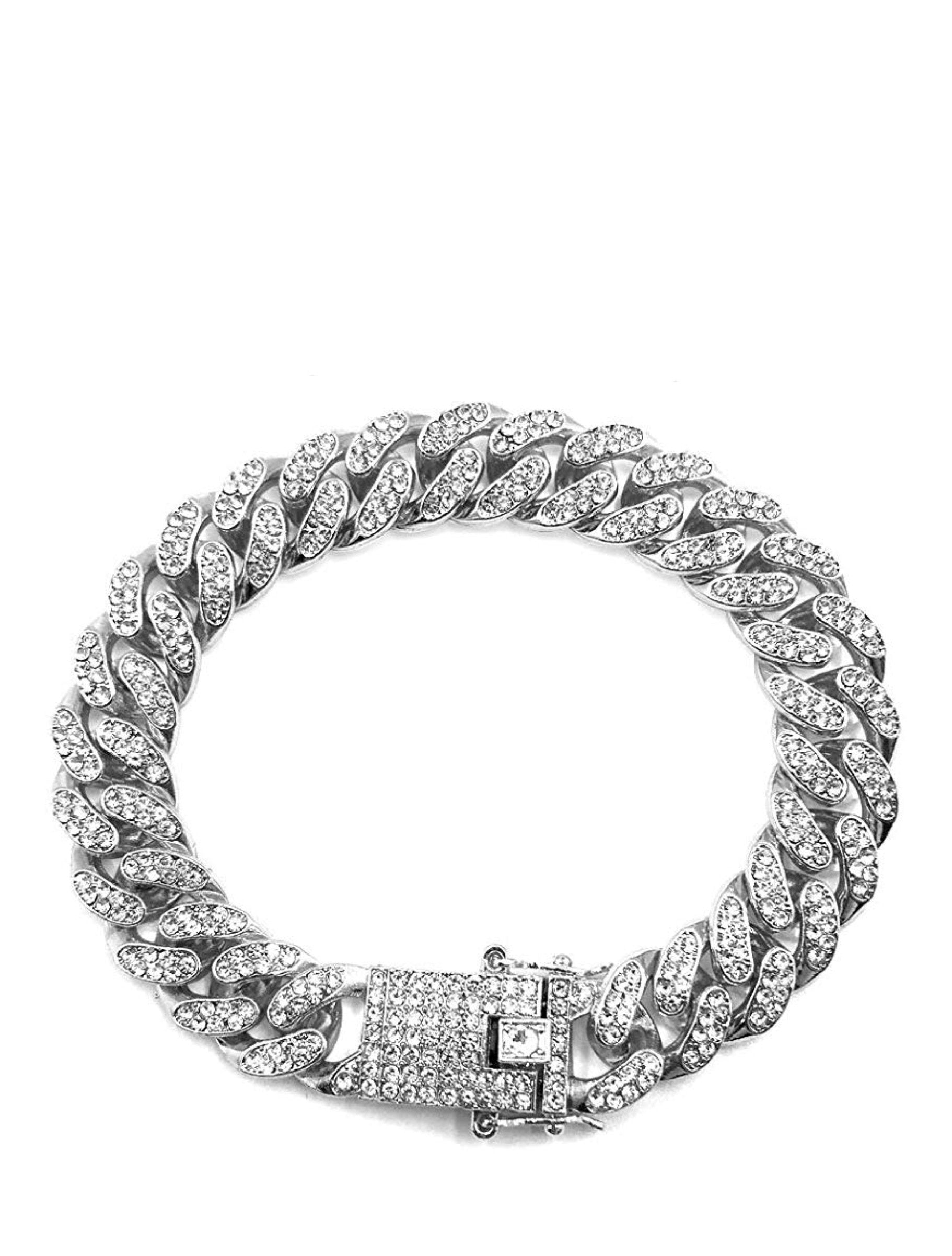 Silver Cz Link & Clasp Bracelet