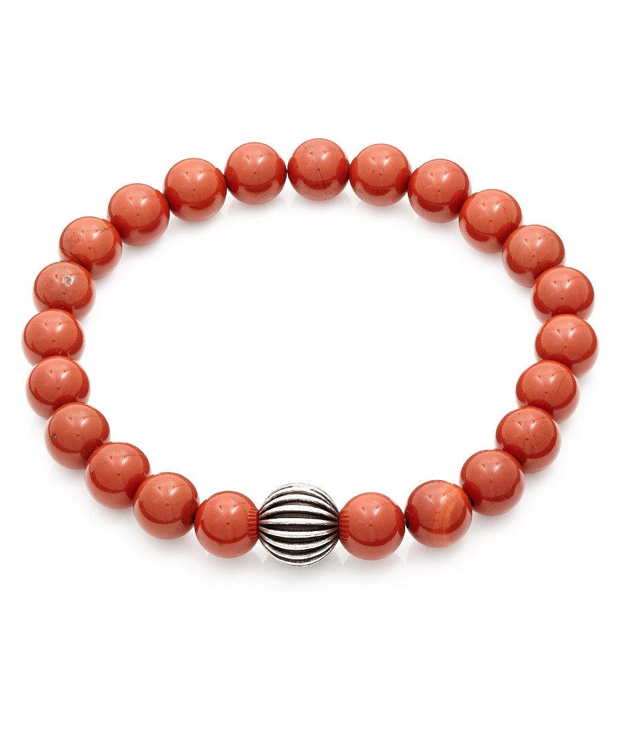 Sterling Silver Red Jasper Carved Bracelet