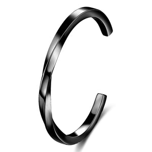 Black Plated Modern Cuff Bangle