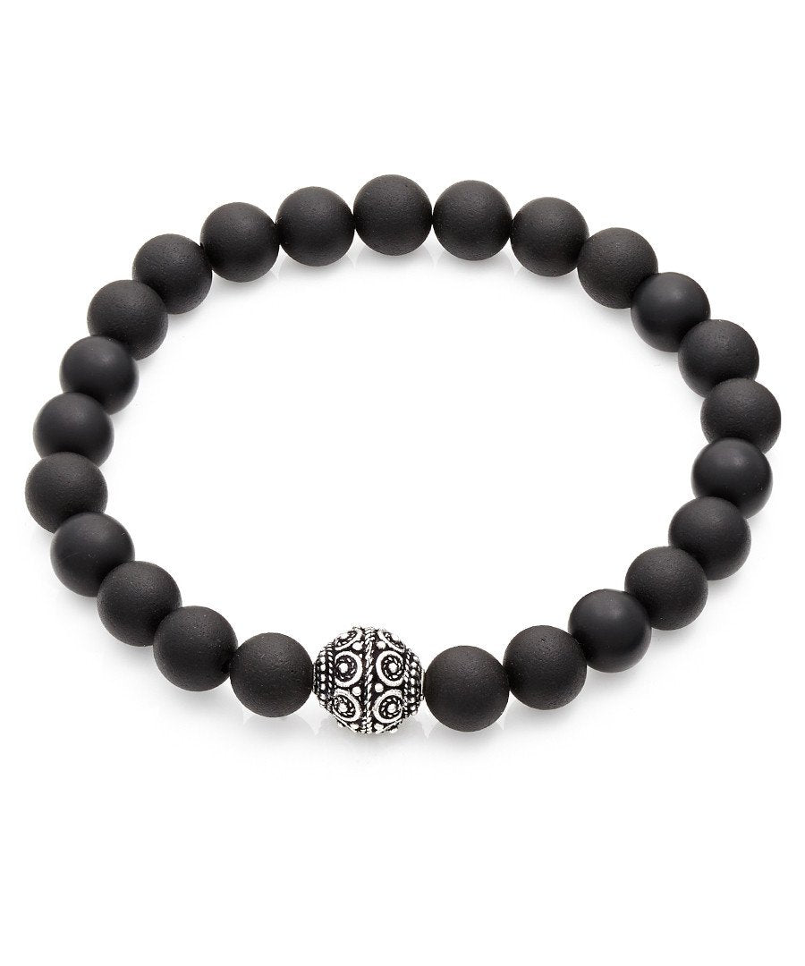 Sterling Silver Matte Black Onyx Bracelet