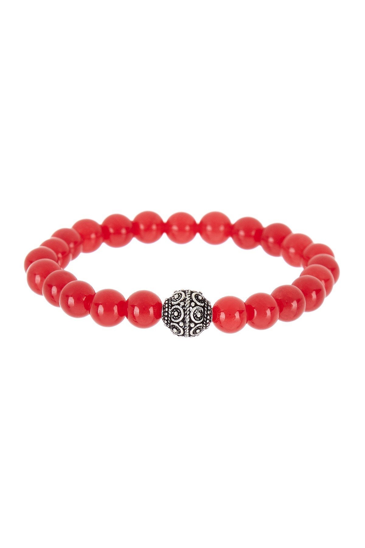 Sterling Silver Red Jade Bracelet