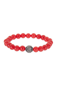 Sterling Silver Red Jade Bracelet