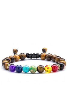 Tiger Eye & Multi Color Gemstone Adjustable Bracelet