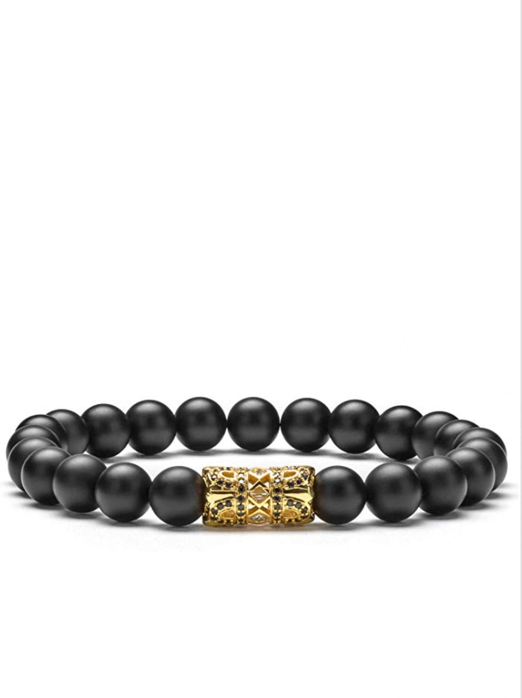 18k Matte Gold Onyx Cz Bracelet
