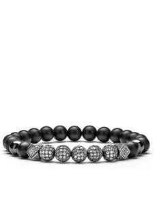 Black Plated Matte Onyx & Multi Cz Bracelet