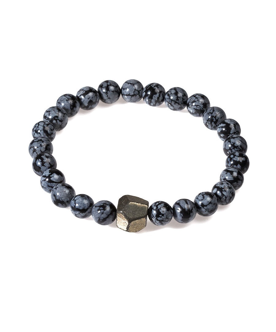 Snowflake Jasper Faceted Silver Bracelet