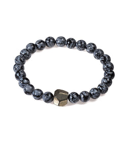 Snowflake Jasper Faceted Silver Bracelet