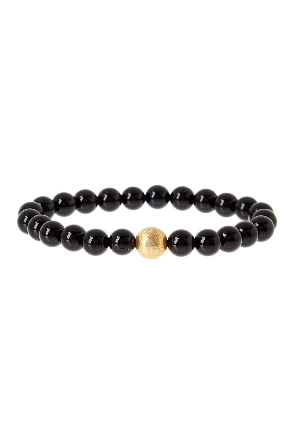 18K Matte Gold Plated Onyx Bracelet