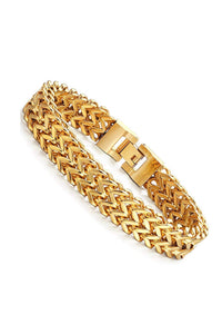 18K Gold Textured Link Bracelet