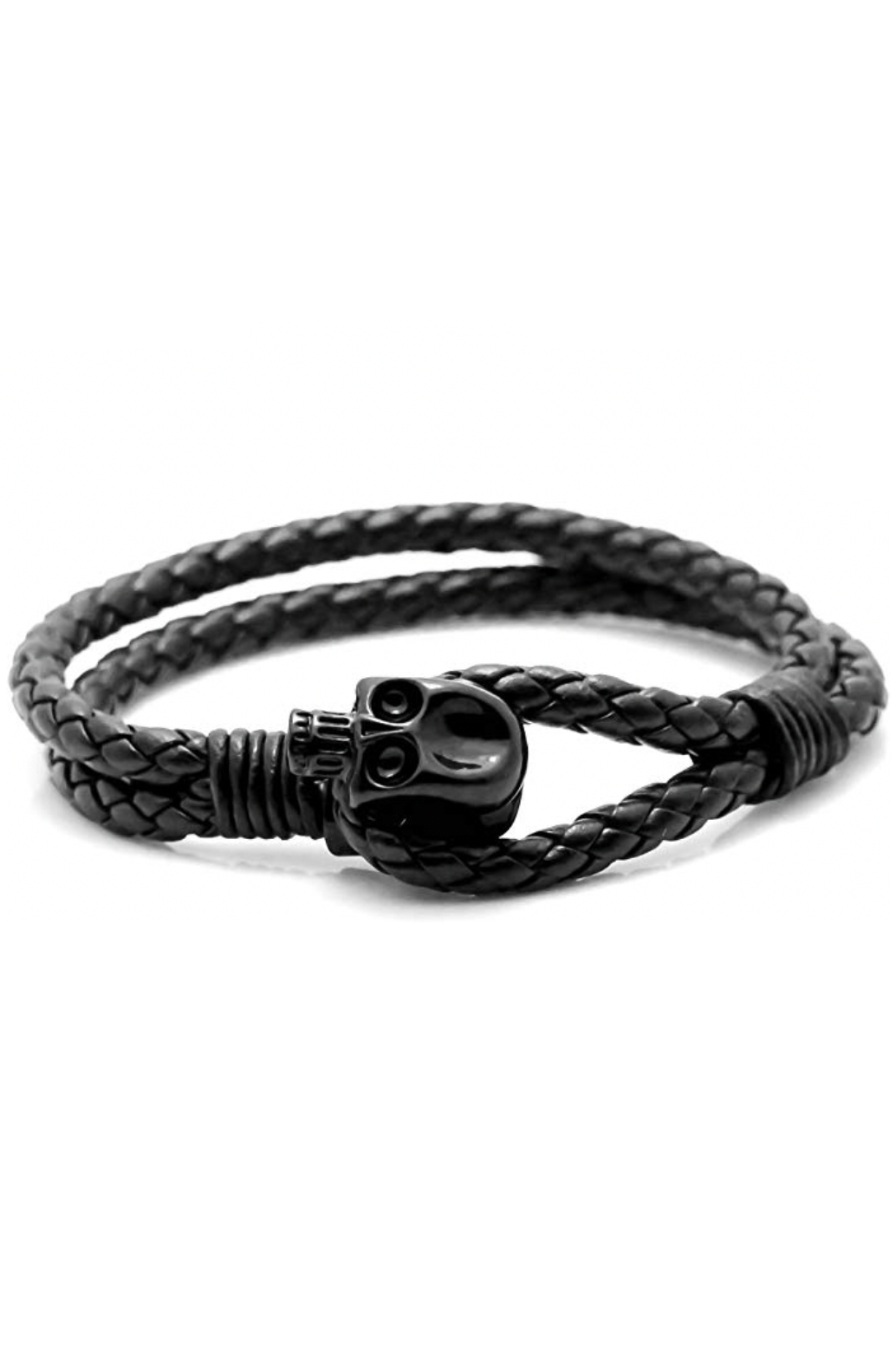 Black Skull Leather Bracelet