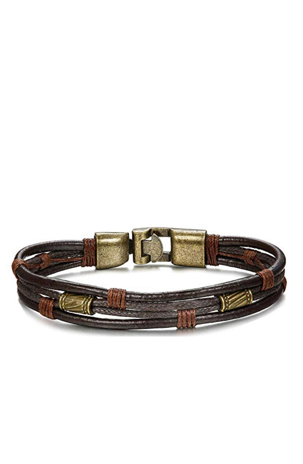 Gold & Brown Leather Bracelet
