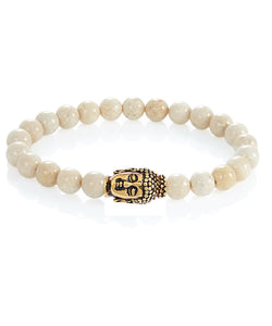 18k Gold Riverstone Carved Buddha Bracelet