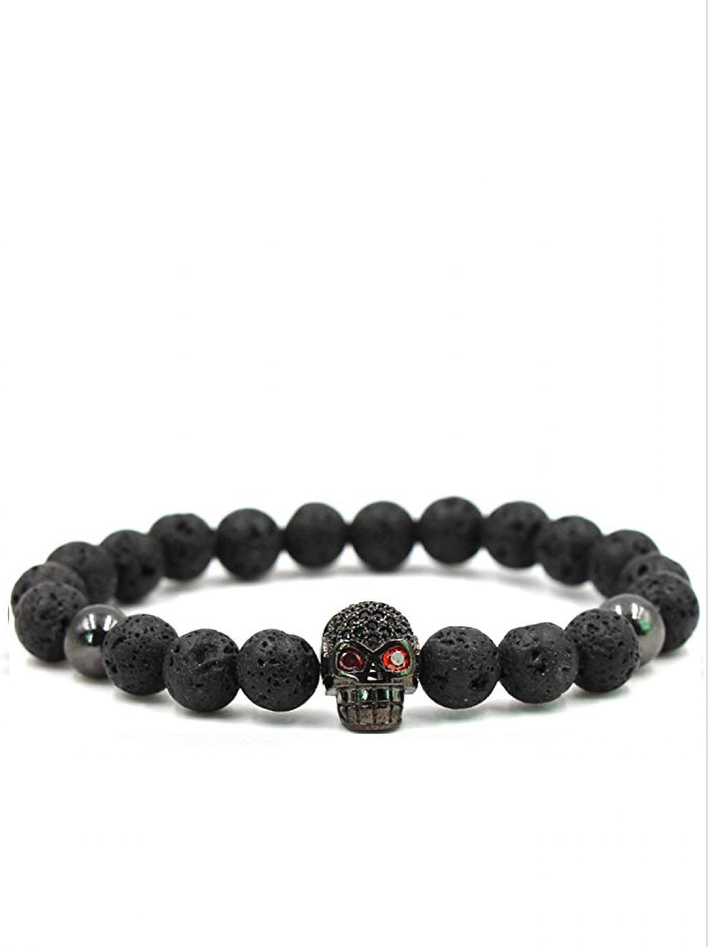 Black Lava Skull Cz Bracelet