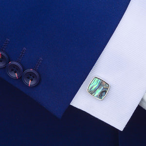 Silver Multi Shell Cushion Shape Cufflinks