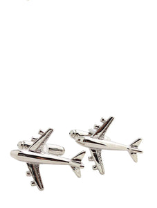 Silver Detailed Jet Cufflinks