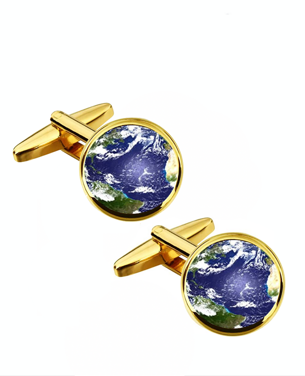 18k Gold Blue Map Cufflinks