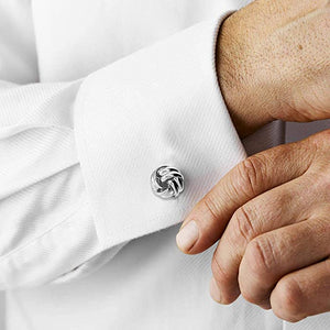 Silver Classic Knot Tie Cufflink Set