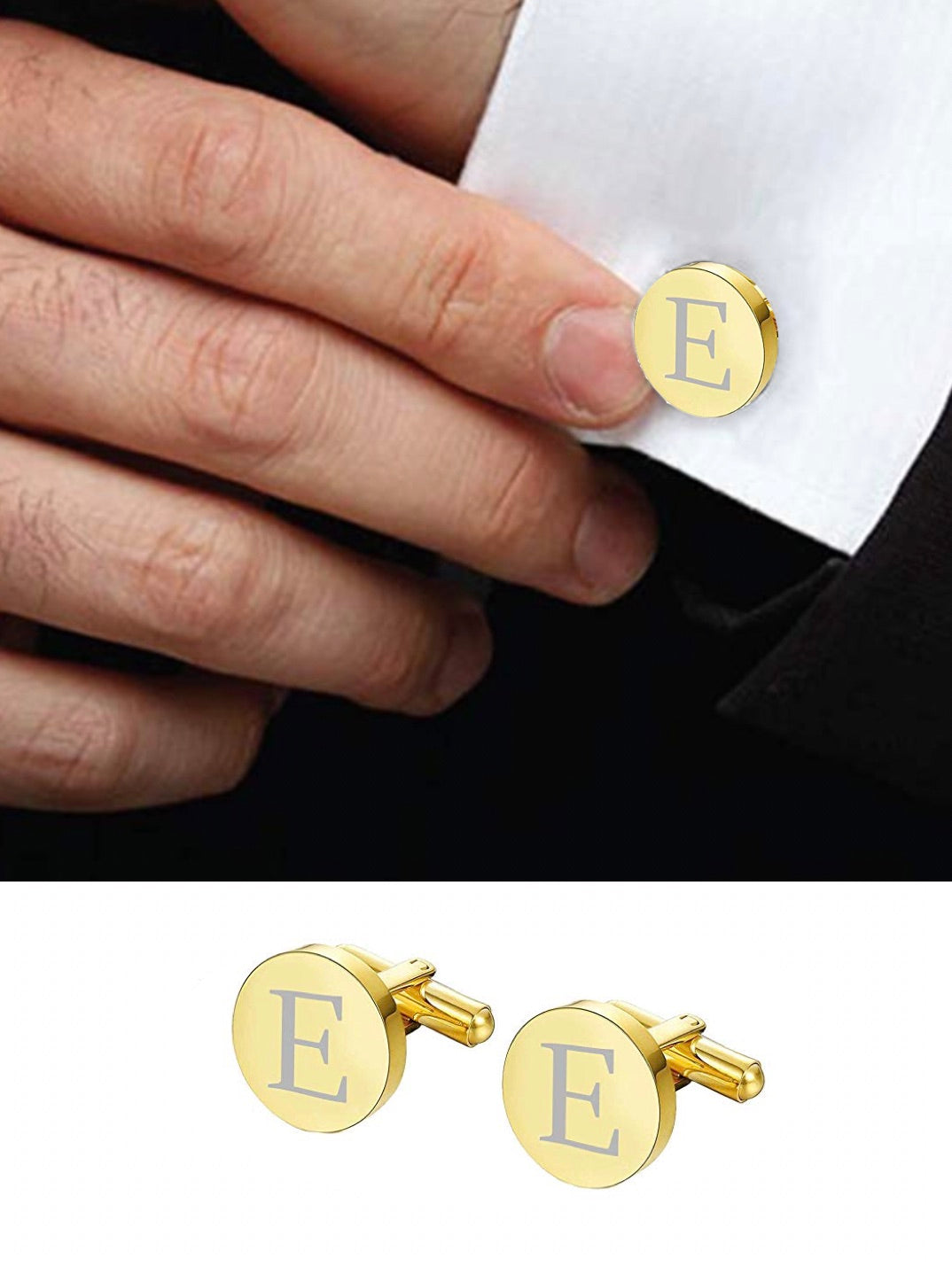 18K Gold Initial "E" Cufflinks