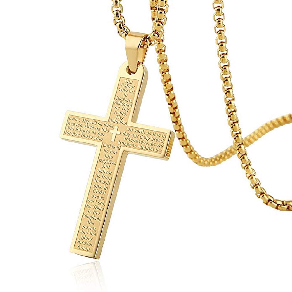 Stephen Oliver Men's 18K Gold Cross Necklace Modern Jewelry
