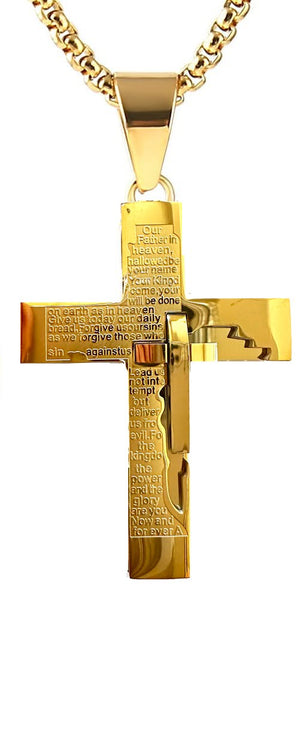 18K Gold Cross Religious Necklace
