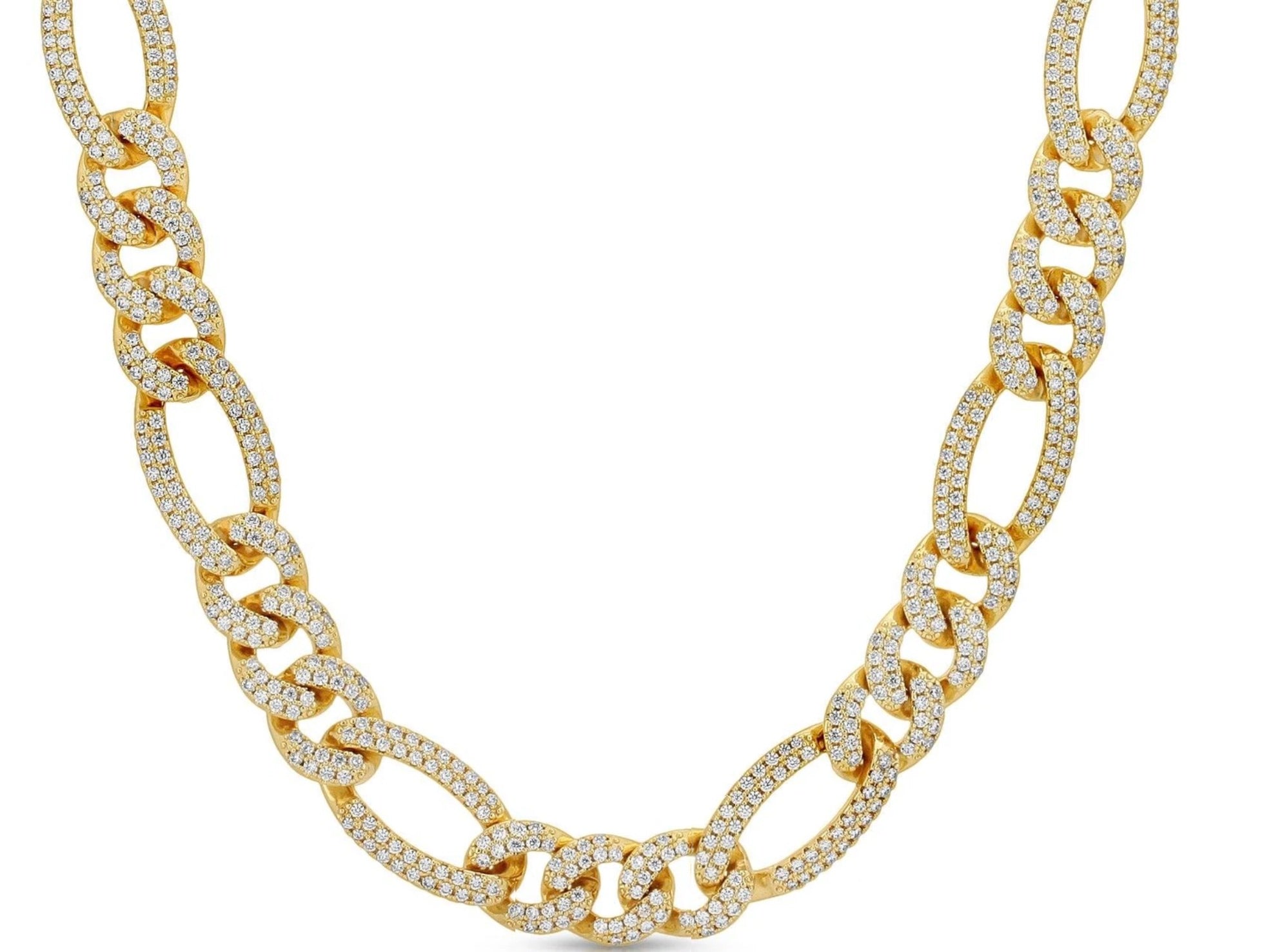 18K Gold Cz Multi Link Necklace