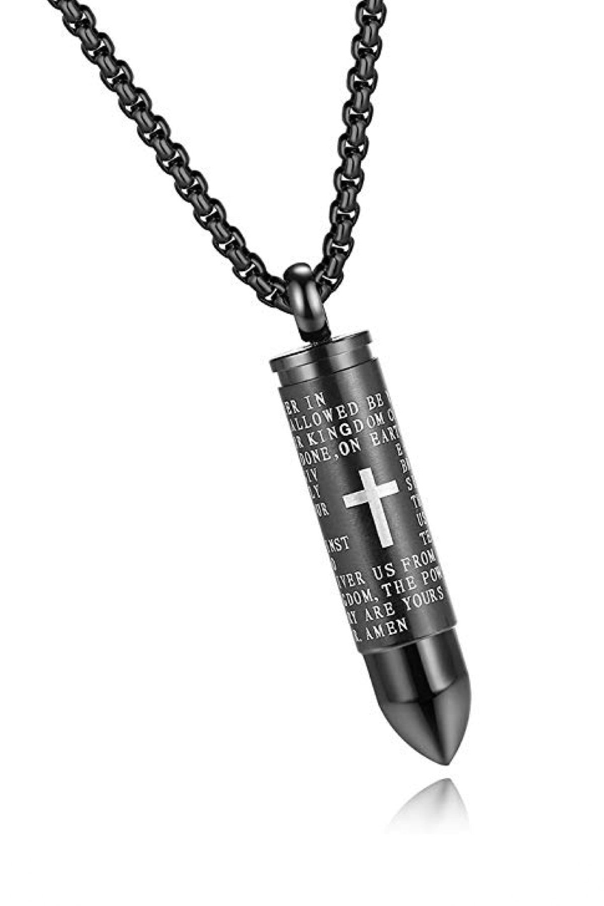 Black Plated Spiritual Bullet Necklace
