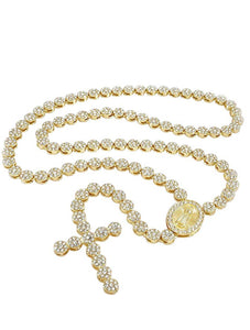 18K Gold Pave Cross Rosary