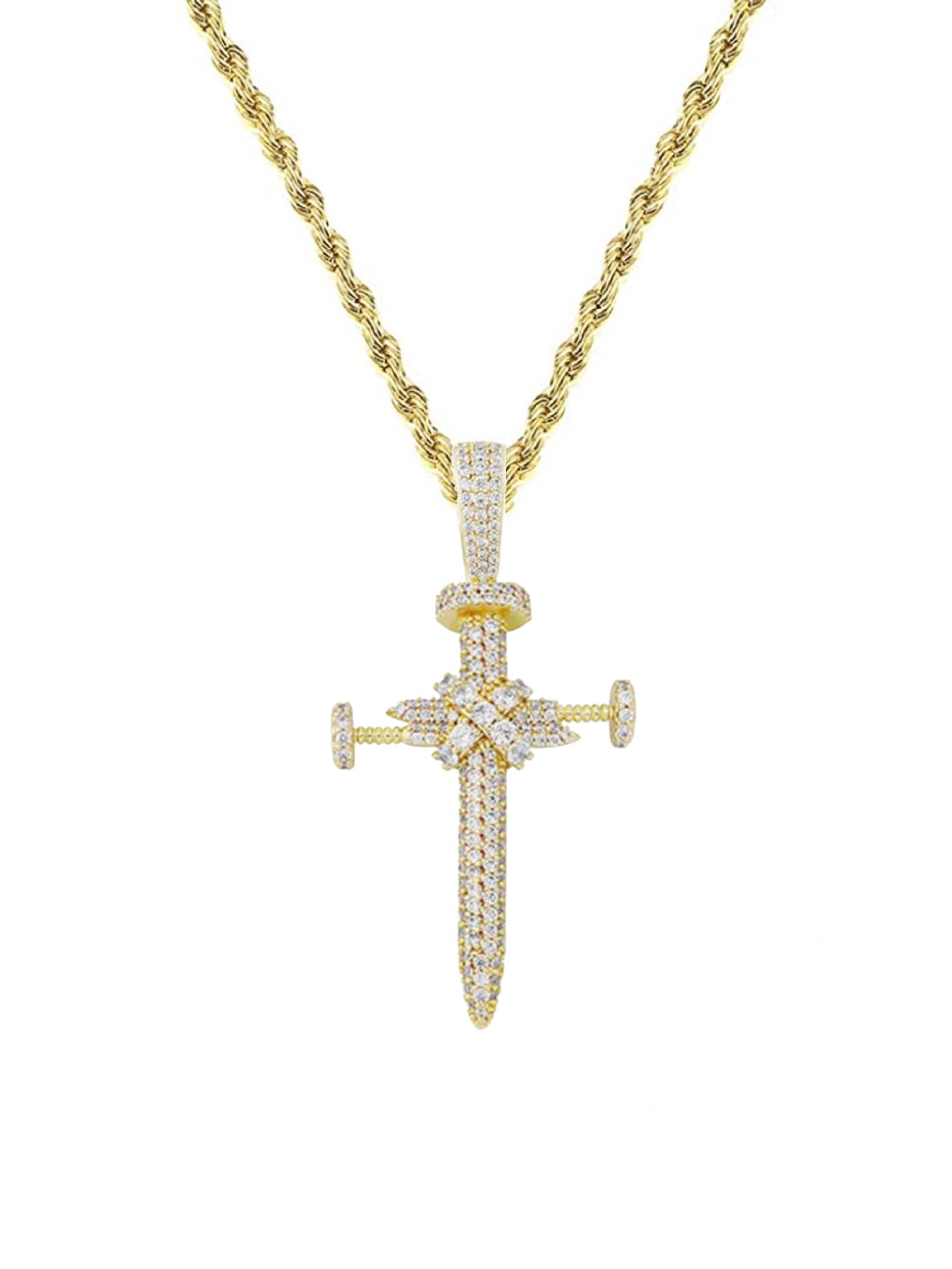 18k Gold Cz Cross Necklace