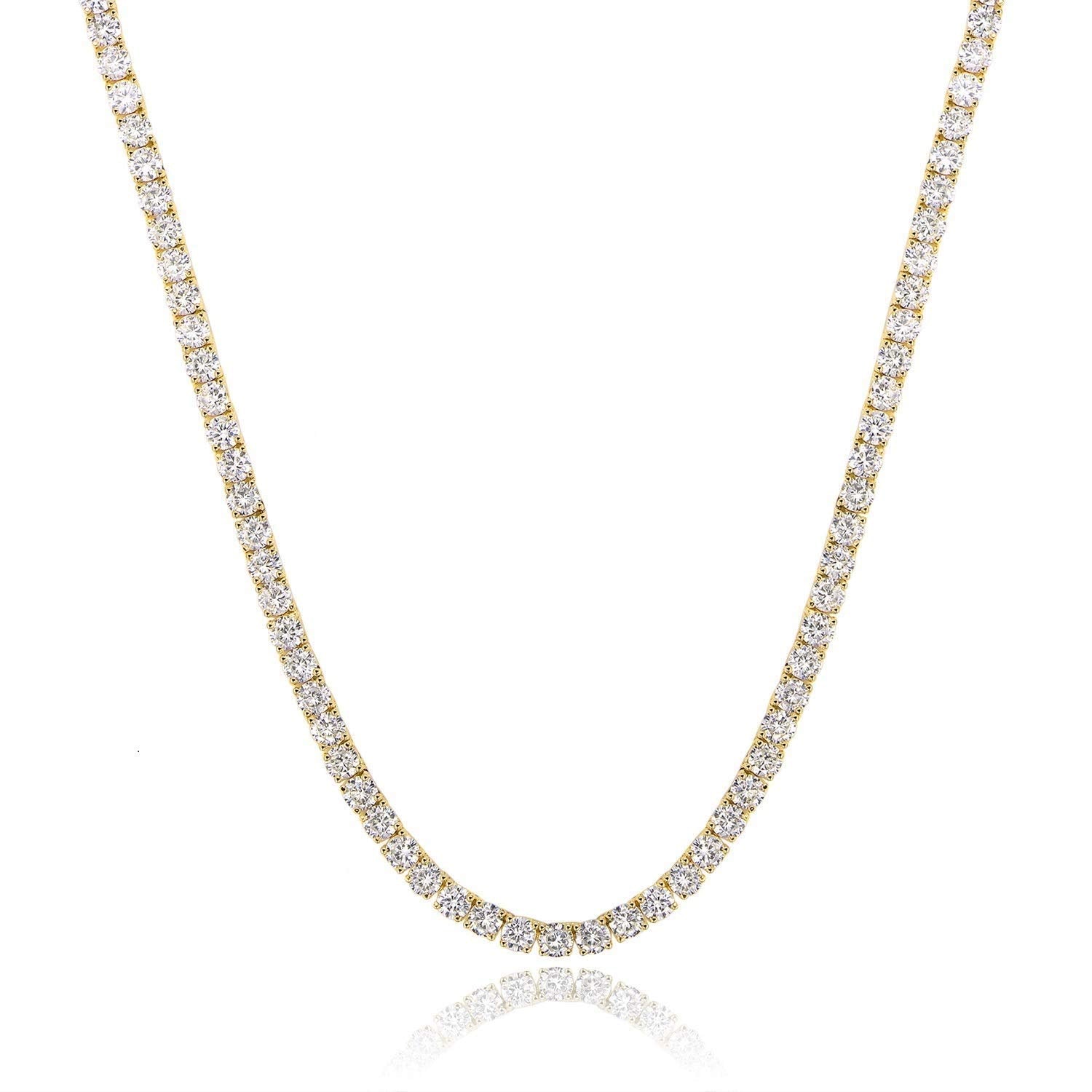 18k Gold Cz Tennis Necklace
