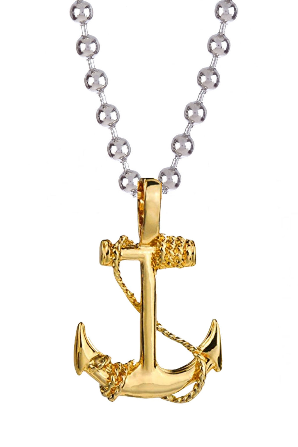 18k Gold & Silver Two tone Anchor Necklace