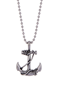 Carved Nautical Pendant Necklace in Silver