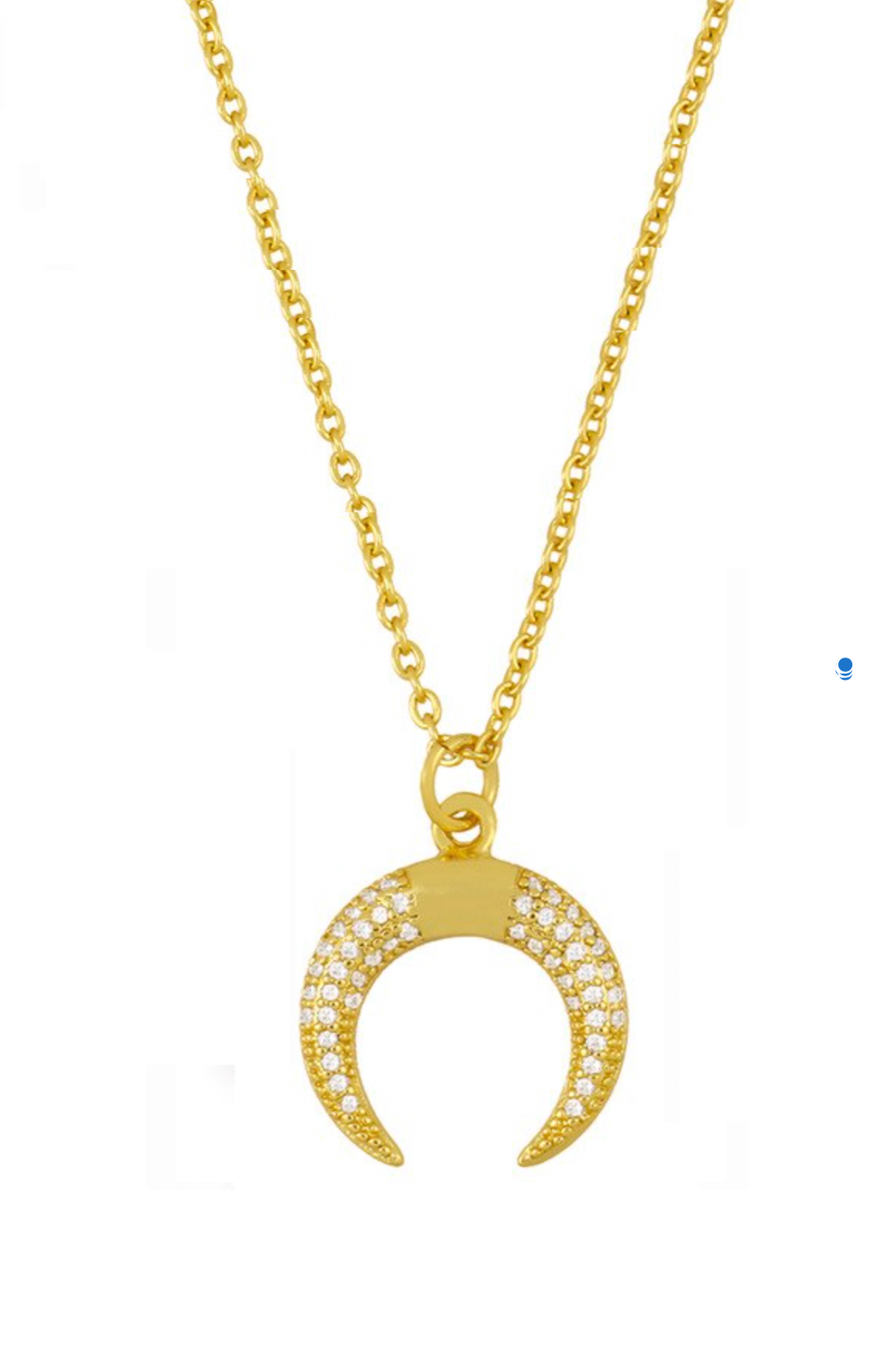 18K Gold Multi Cz Crescent Moon Necklace