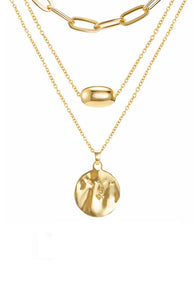 18K Gold Multi Layer Modern Necklace