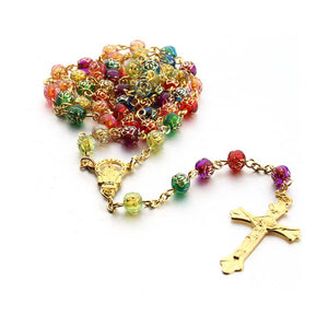 18K Gold Multi Color Religious Necklace