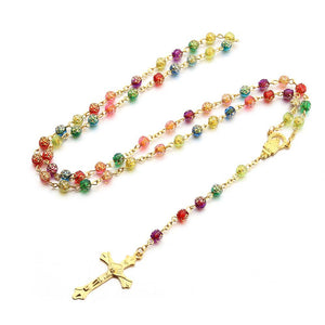18K Gold Multi Color Religious Necklace