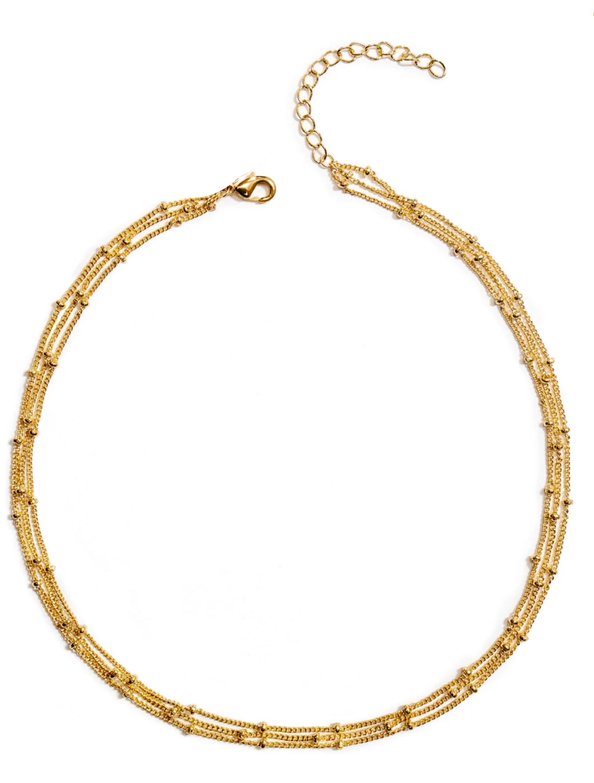 18k Gold Multi Row Layer Necklace