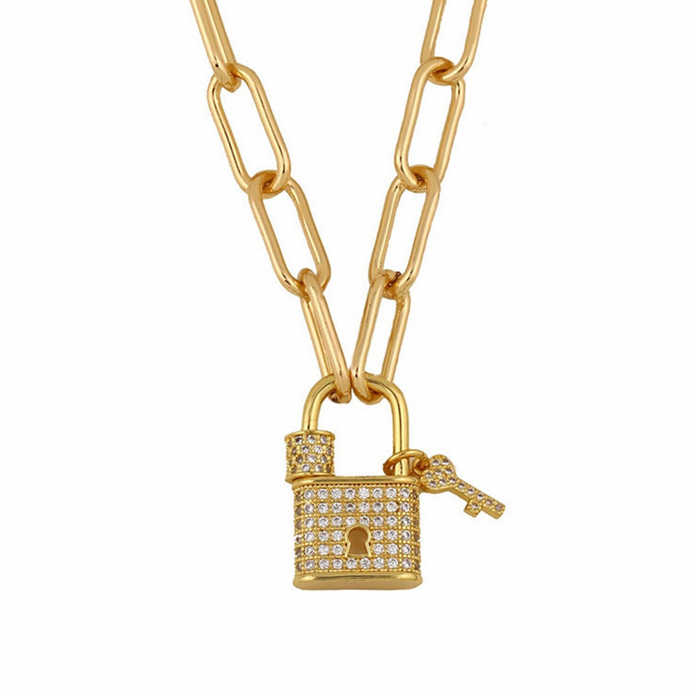 18K Gold Love Lock Charm Necklace