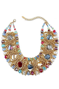 18K Gold Multi Color Statement Necklace