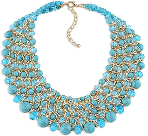 18K Gold Turquoise Statement Necklace