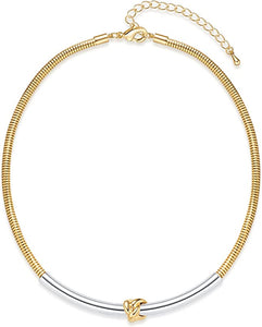 18k Gold Two Tone Knot Necklace