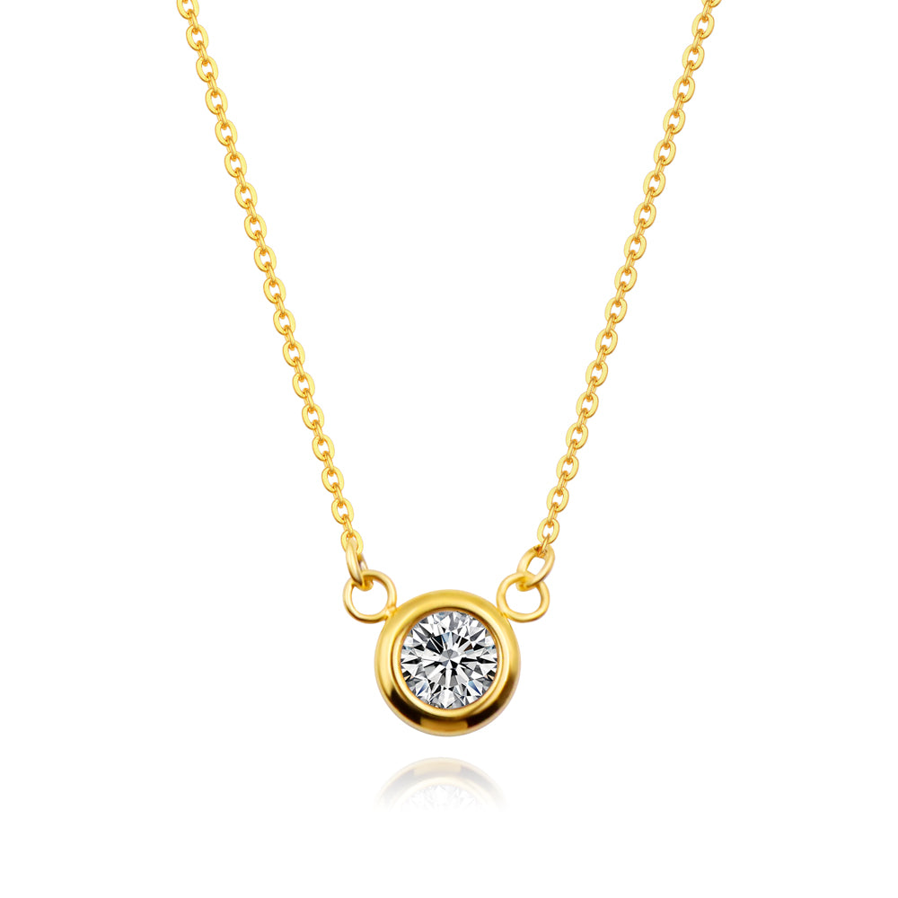 18k Gold Solitaire Necklace