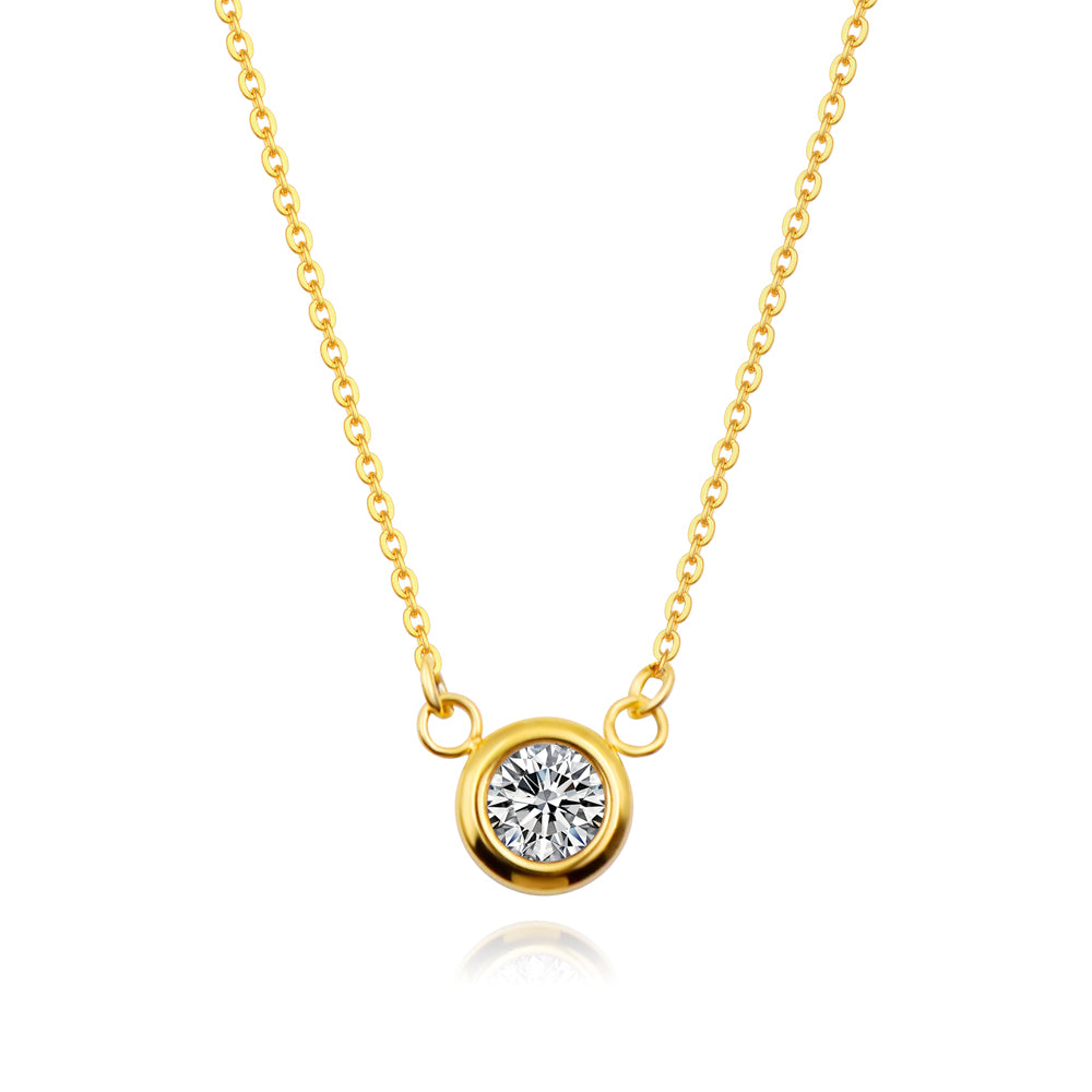 18k Gold Solitaire Necklace - Liv Oliver