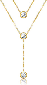 18k Gold Plated Cz Double Layer Necklace