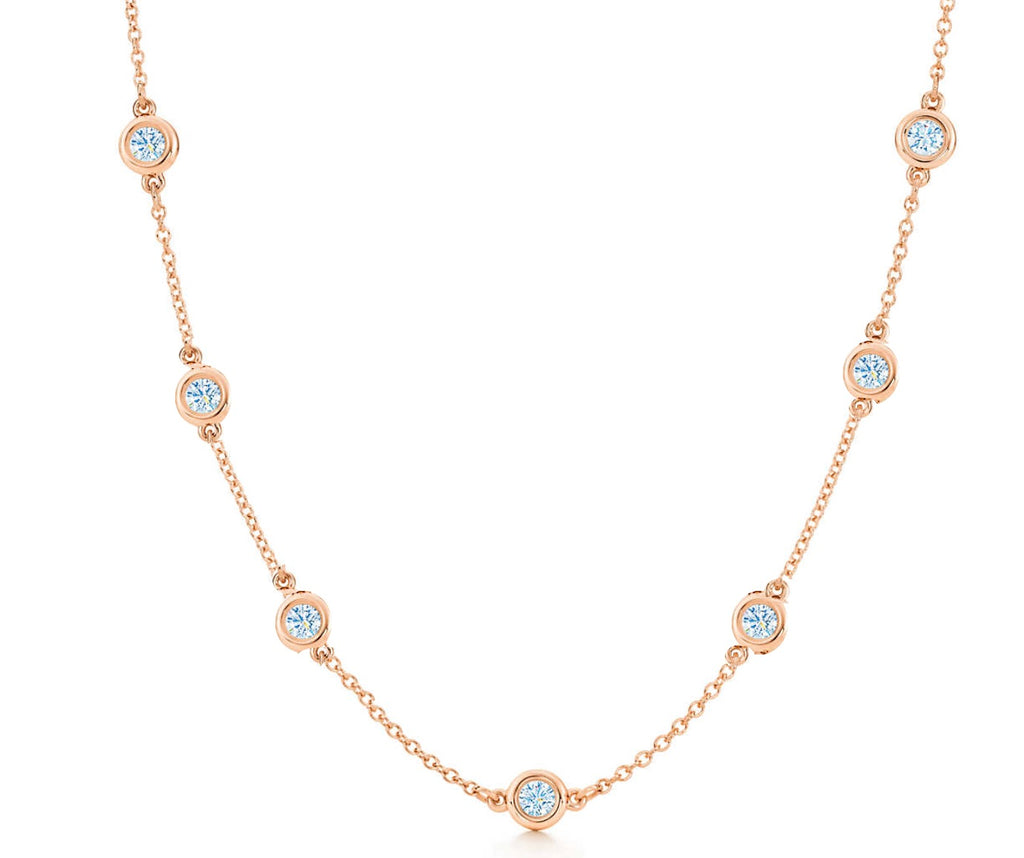 18k Rose Gold & Cz Station Necklace - Liv Oliver