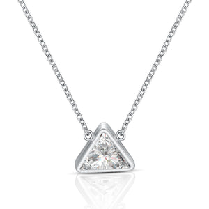 Silver Trillion Cz Solitaire Necklace