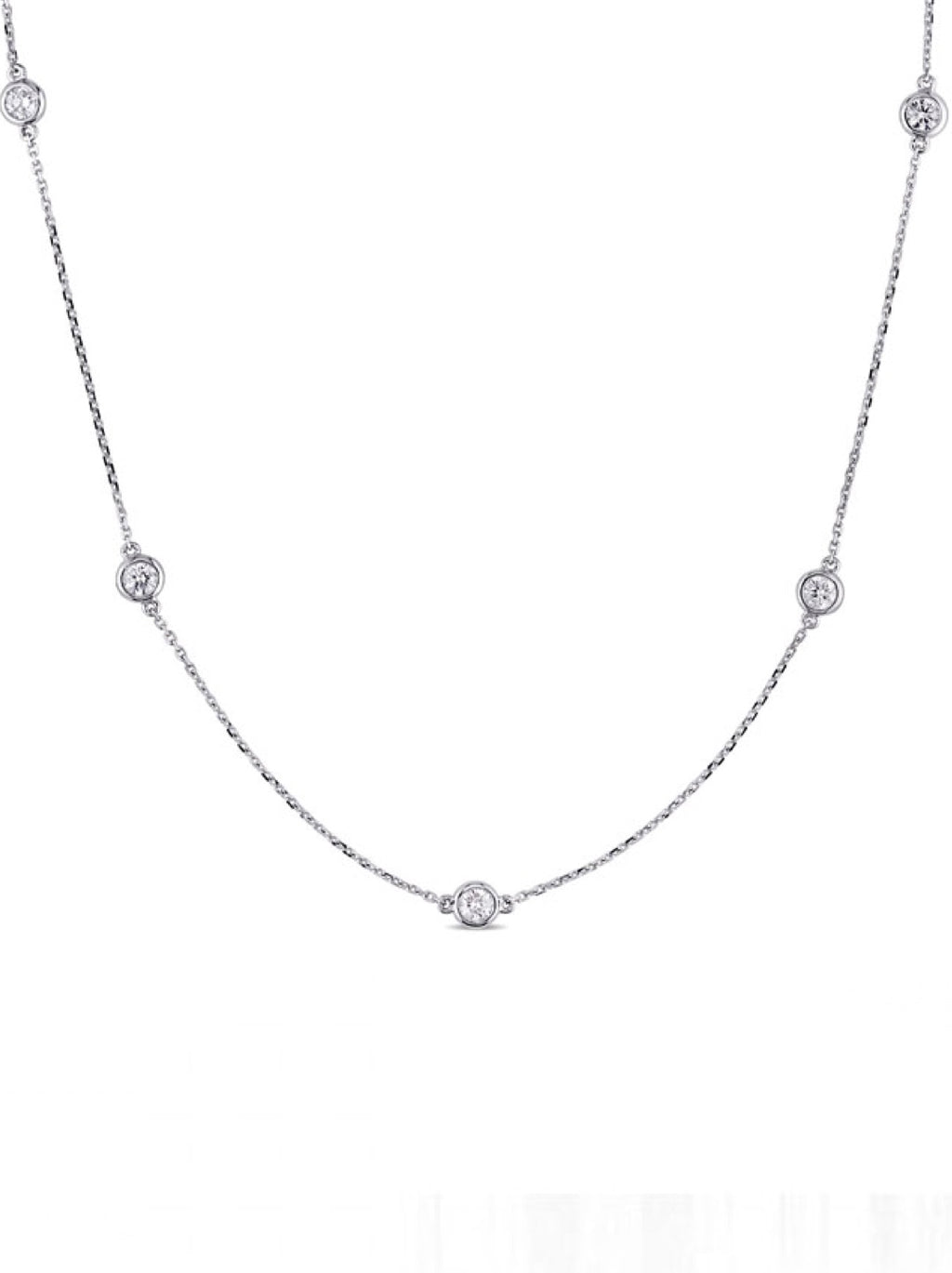 Silver Bezel Set Multi CZ Necklace